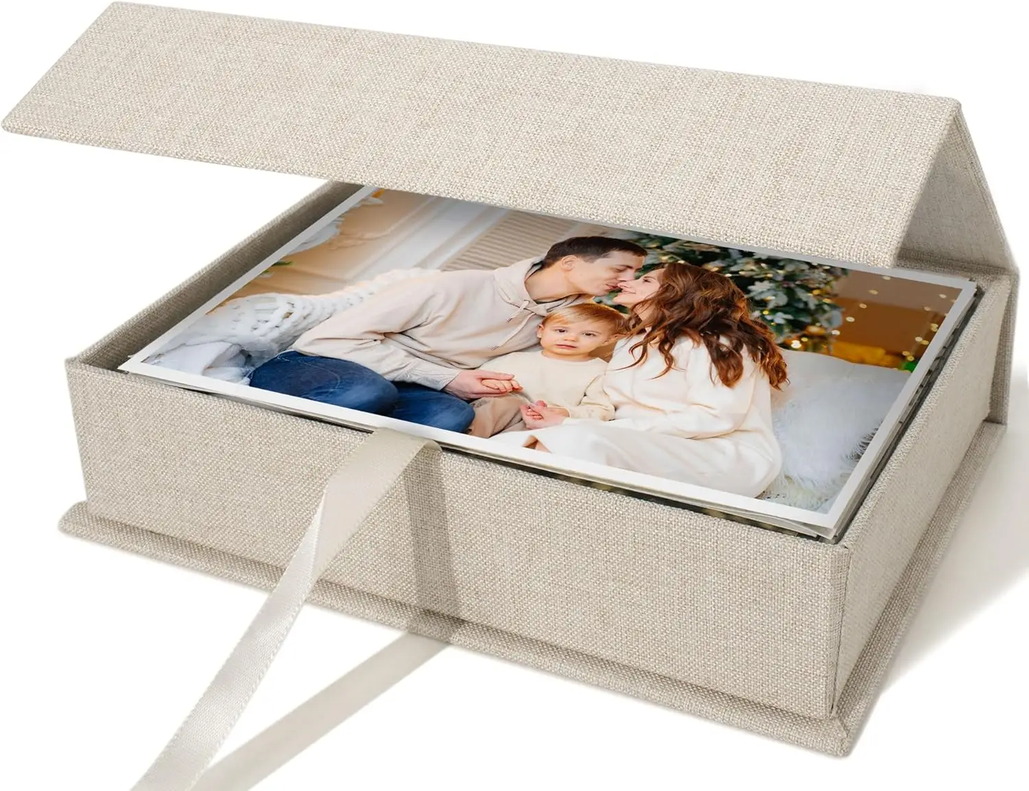 Linen Photo Storage Box 5x7 for Postcards and Keepsakes, Beige
Linen Photo Storage Box 5x7 for Postcards and Keepsakes, Beige