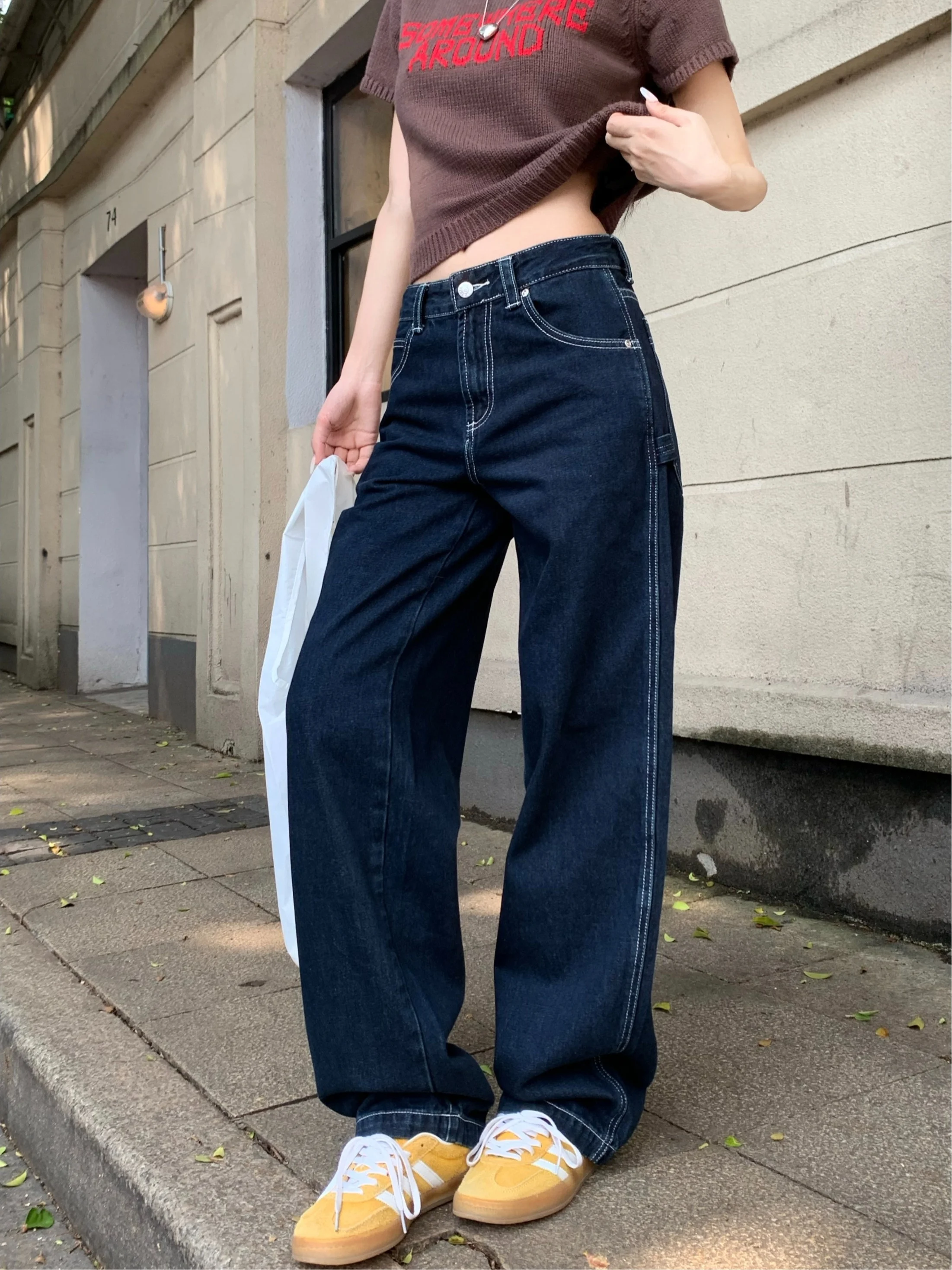 Retro Deep Blue Workwear Jeans Women Loose American Low Waist Lazy Straight Leg Pants Trendy Casual Teen High Waist Jeans
Retro Deep Blue Workwear Jeans Women Loose American Low Waist Lazy Straight Leg Pants Trendy Casual Teen High Waist Jeans