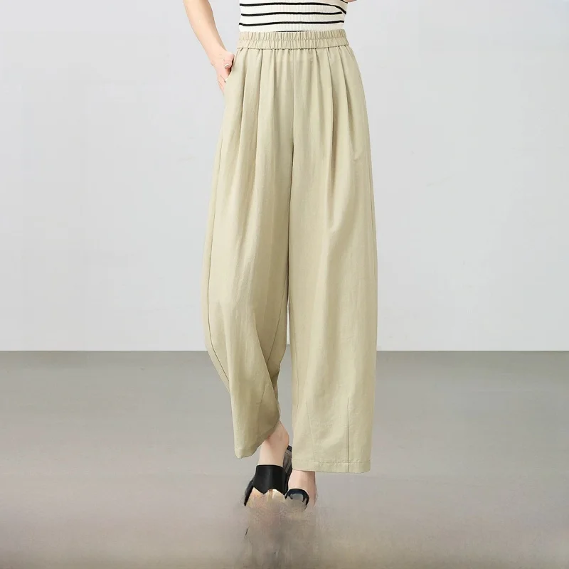 Casual Pants for Women Commute Style High Waist Elastic Waist Pleated Craft Nine Points Cabbage Pants Spring 2026 Ladies Fashion
Casual Pants for Women Commute Style High Waist Elastic Waist Pleated Craft Nine Points Cabbage Pants Spring 2026 Ladies Fashion