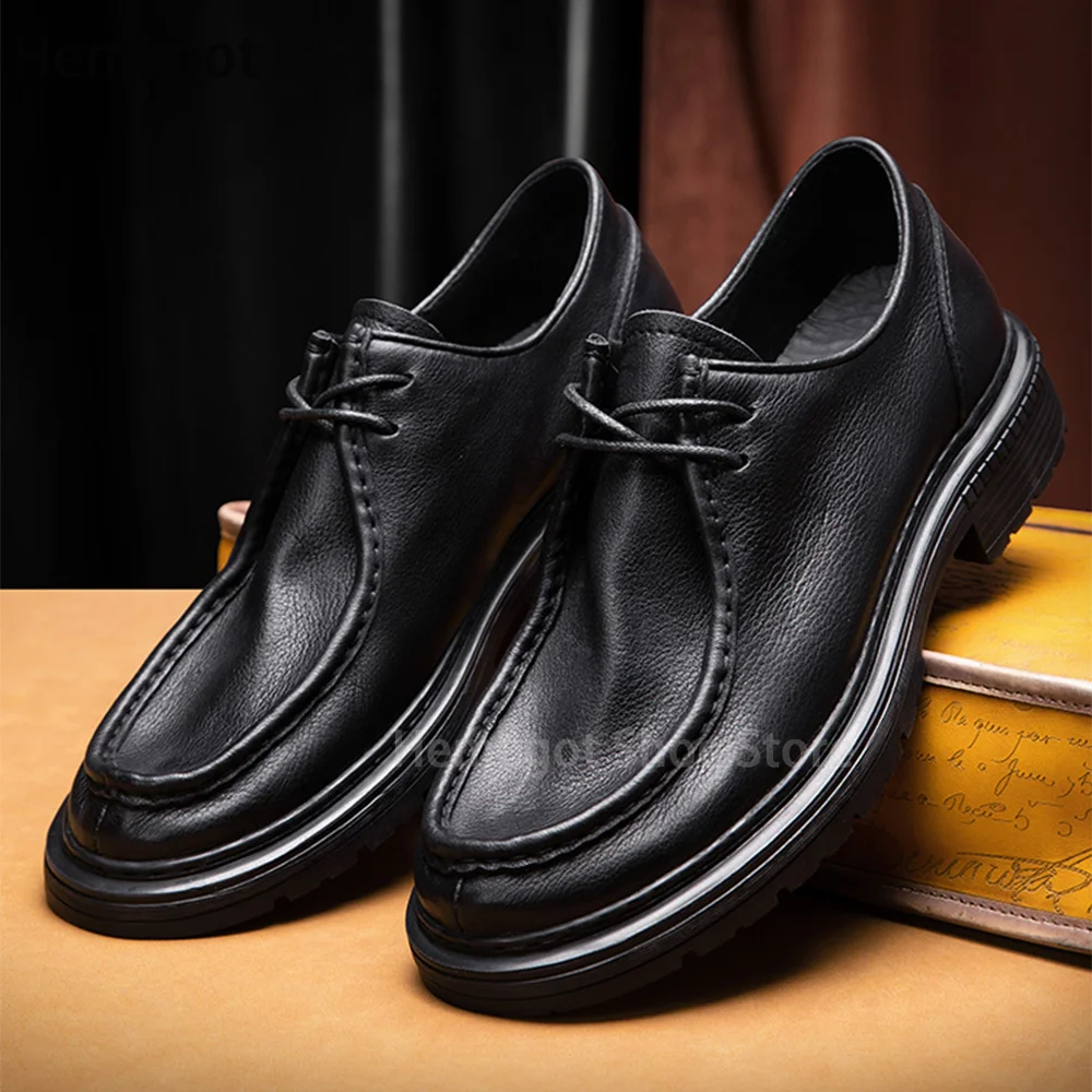 Black Leather Men's Shoes Retro British Style Lace-Up Leather Shoes Men's Shoes Wear-Resistant Solid Color Handmade Men's Shoes
Black Leather Men's Shoes Retro British Style Lace-Up Leather Shoes Men's Shoes Wear-Resistant Solid Color Handmade Men's Shoes