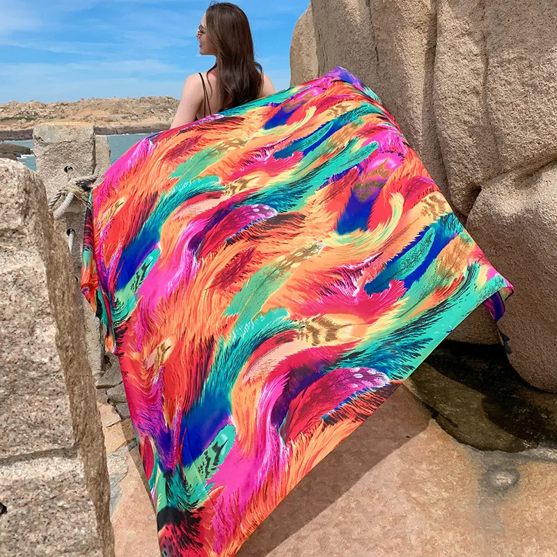 2023New women's thin shawl, silk scarf outdoor travel,, beach towel, headscarf, colorful ethnic style
2023New women's thin shawl, silk scarf outdoor travel,, beach towel, headscarf, colorful ethnic style