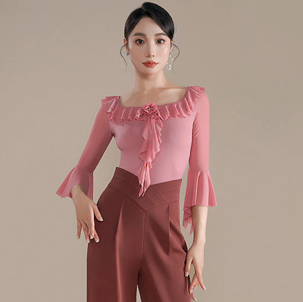 Double Ruffled Dancing Clothes Women's Three-Dimensional Flower Ballroom Sleeve Latin Practice Black Waltz Dance Pink jumpsuit
Double Ruffled Dancing Clothes Women's Three-Dimensional Flower Ballroom Sleeve Latin Practice Black Waltz Dance Pink jumpsuit