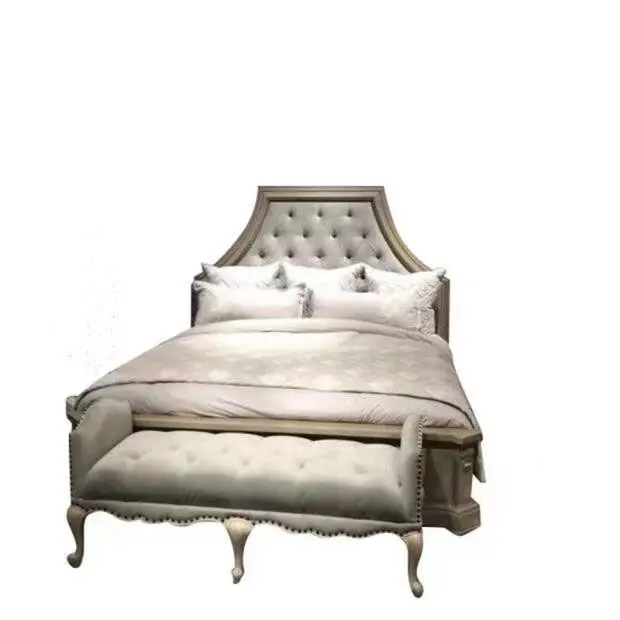 North American architectural revival bedroom solid wood retro pull button wedding bed French engraved old double bed furniture
North American architectural revival bedroom solid wood retro pull button wedding bed French engraved old double bed furniture