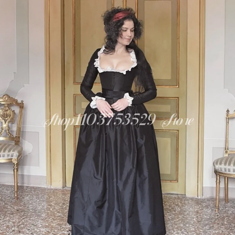Vintage Victorian Prom Dress Black and White Prom Renaissance Long Sleeve Satin A-Line Long Tea Party Dresses فساتين سهرة Custom
Vintage Victorian Prom Dress Black and White Prom Renaissance Long Sleeve Satin A-Line Long Tea Party Dresses فساتين سهرة Custom