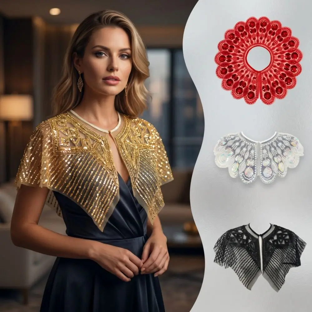 Detachable False Collar Embroidered Pattern Beaded Design Embroidery Neckline Lace Texture Openwork Style Flapper Shawl
Detachable False Collar Embroidered Pattern Beaded Design Embroidery Neckline Lace Texture Openwork Style Flapper Shawl