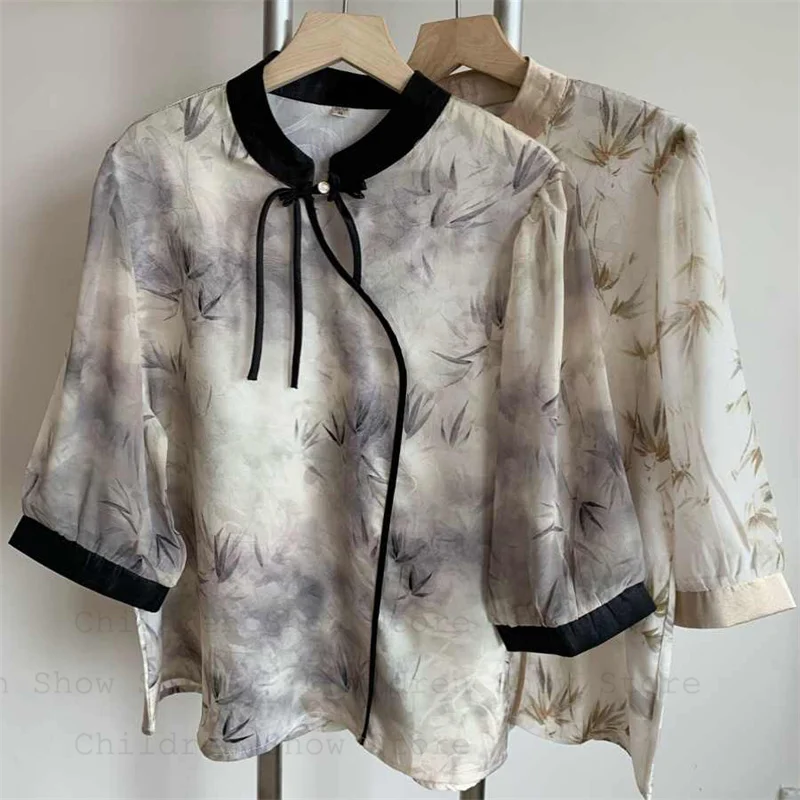 Loose Blouse Chinese Style Improved Tang Clothes Women Print 3/4 Sleeve Tang Clothes Summer New Hanfu Costume Tradition Shirt
Loose Blouse Chinese Style Improved Tang Clothes Women Print 3/4 Sleeve Tang Clothes Summer New Hanfu Costume Tradition Shirt