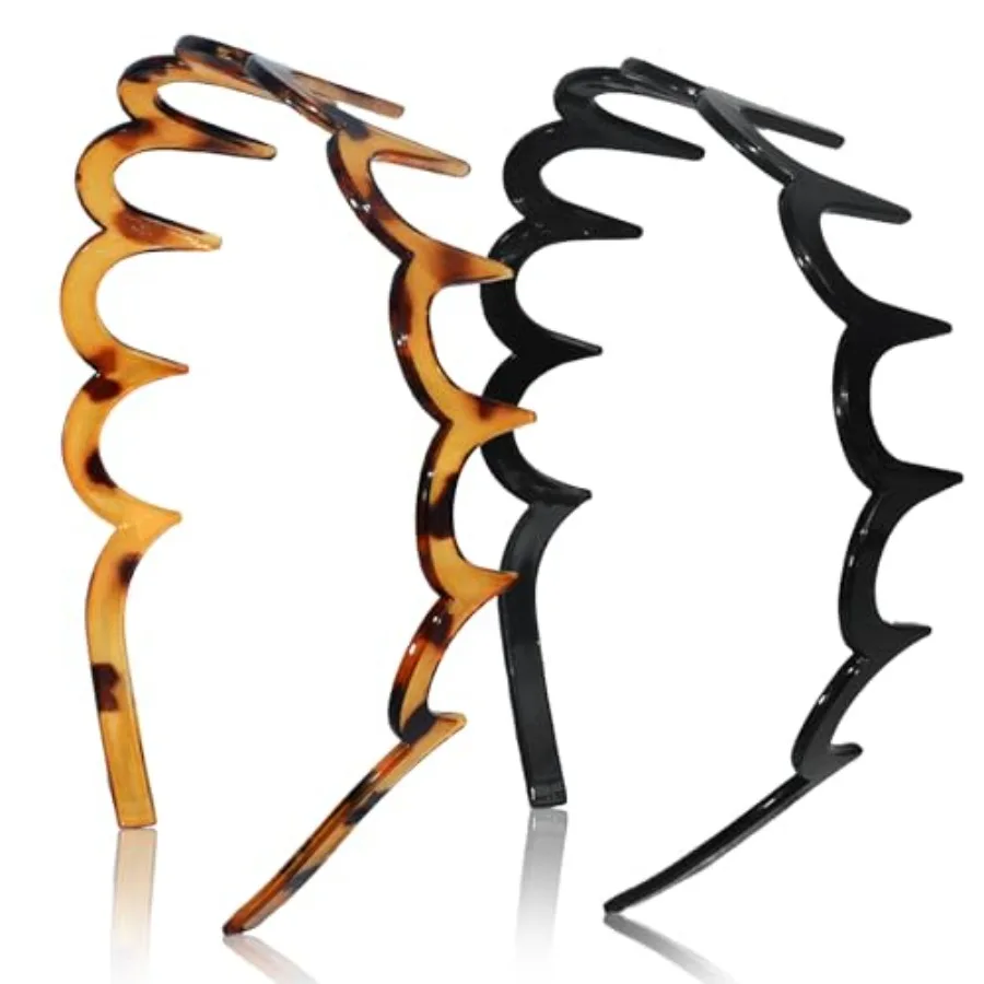 2026 Zigzag Headbands for Women, 2-Pack U-Shaped Hair Comb Headbands, Non-Slip Slick-Back Hair Accessories, Black and Tortoise
2026 Zigzag Headbands for Women, 2-Pack U-Shaped Hair Comb Headbands, Non-Slip Slick-Back Hair Accessories, Black and Tortoise