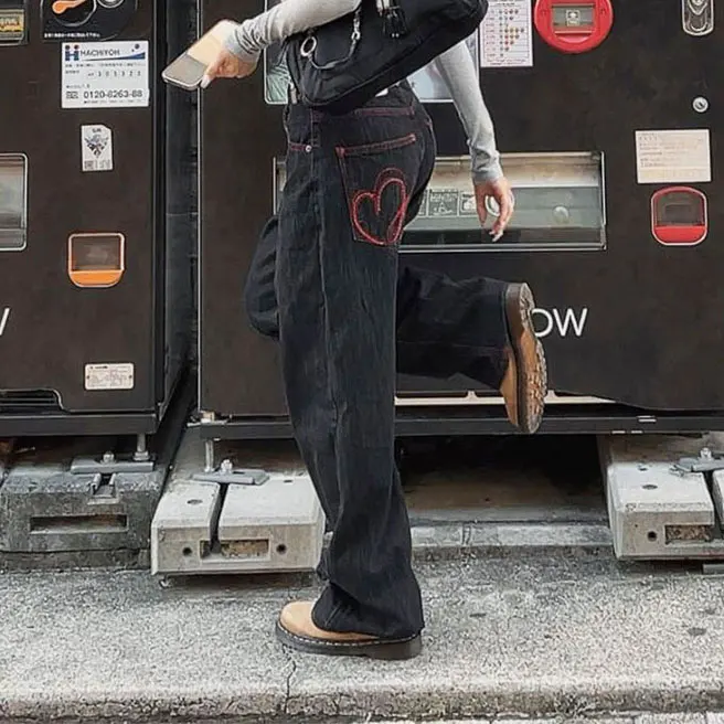 Retro Embroidered Bla Jeans High Waist Wide Leg Casual Street Sle Long Pants Women's Waed Denim Love Heart Stitching
Retro Embroidered Bla Jeans High Waist Wide Leg Casual Street Sle Long Pants Women's Waed Denim Love Heart Stitching