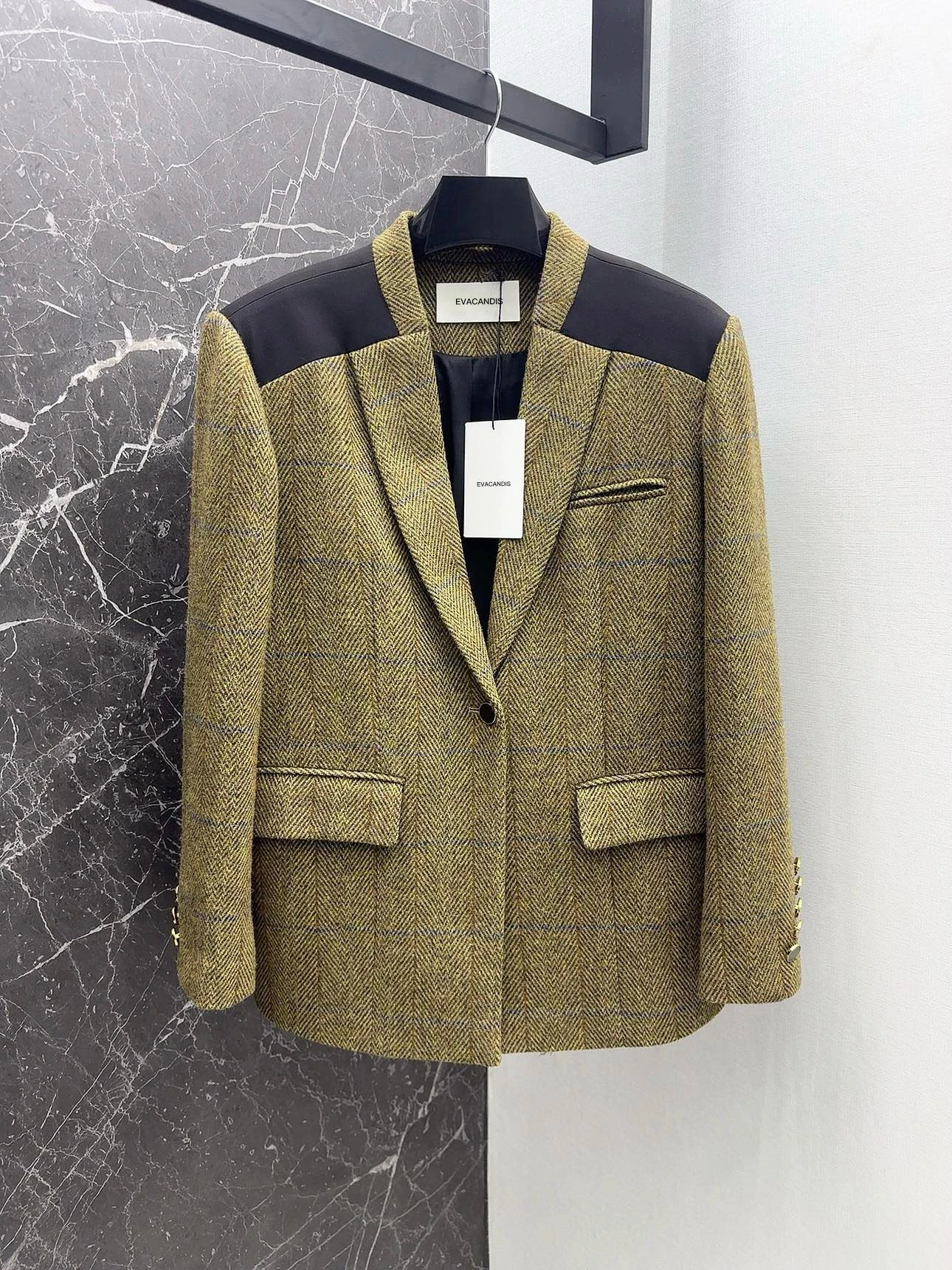 EVACANDIS Women Hit Color Patchwork Wool Cotton Blended Coat Turn-down Collar Chic Vintage High Quality Office Lady Blazer Tops
EVACANDIS Women Hit Color Patchwork Wool Cotton Blended Coat Turn-down Collar Chic Vintage High Quality Office Lady Blazer Tops