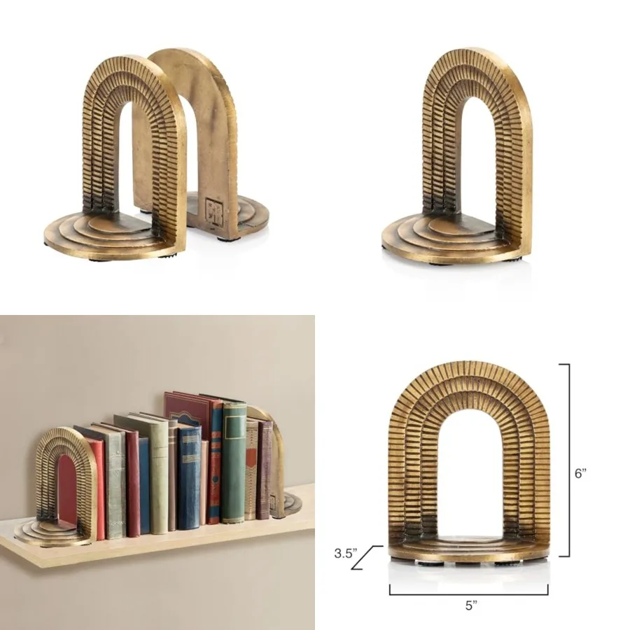 Cast Iron Brick Arch Bookends Set Antique Brass Book Ends for Home Library Shelves or Bookcase Stylish Decorative Book Holders
Cast Iron Brick Arch Bookends Set Antique Brass Book Ends for Home Library Shelves or Bookcase Stylish Decorative Book Holders