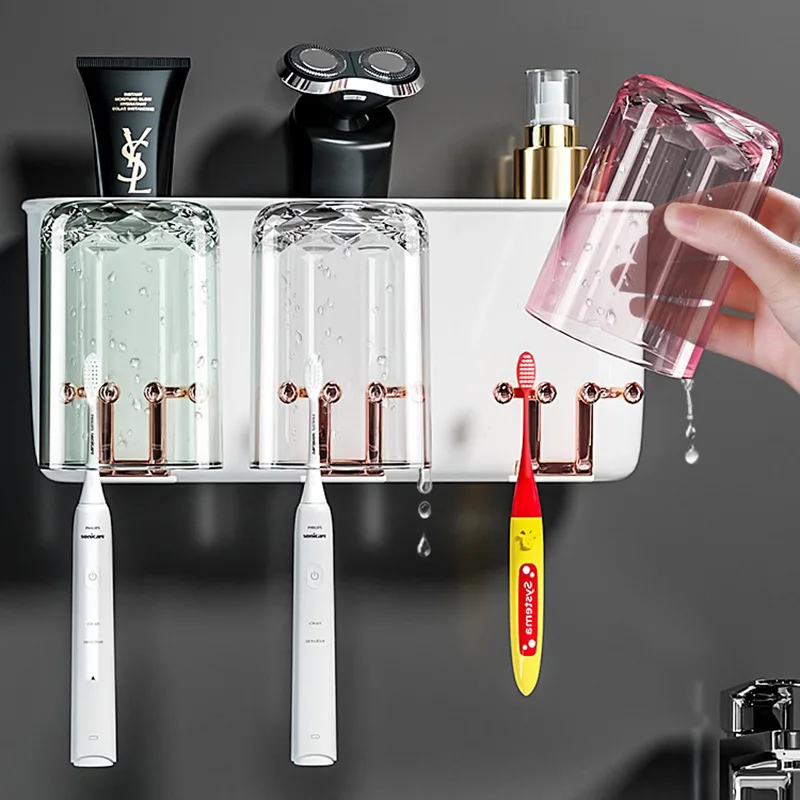Toothbrush Holder Wall-Mounted Home Toothbrush Cup Storage Rack Toothpaste Dispenser Squeezer Storage Rack Bathroom Accessories
Toothbrush Holder Wall-Mounted Home Toothbrush Cup Storage Rack Toothpaste Dispenser Squeezer Storage Rack Bathroom Accessories