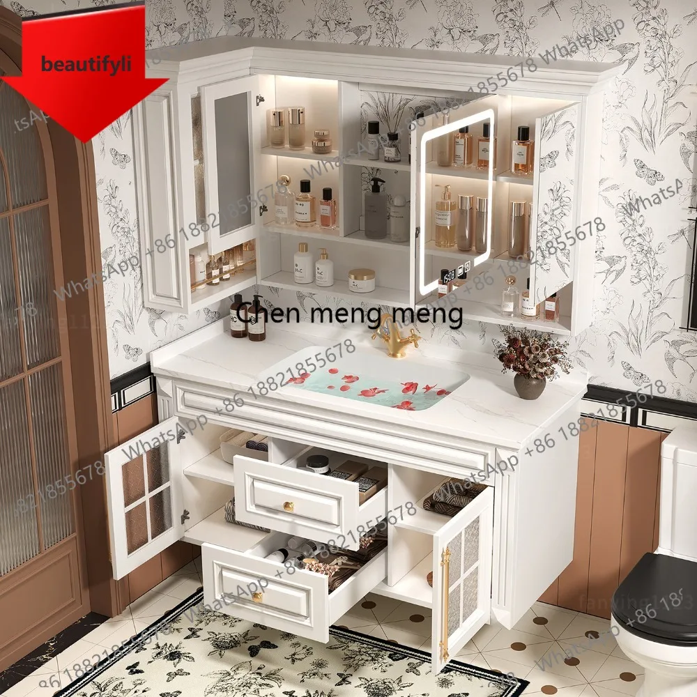 M45 French retro bathroom cabinet rock slab ceramic basin washbasin cabinet combination hand washbasin
M45 French retro bathroom cabinet rock slab ceramic basin washbasin cabinet combination hand washbasin