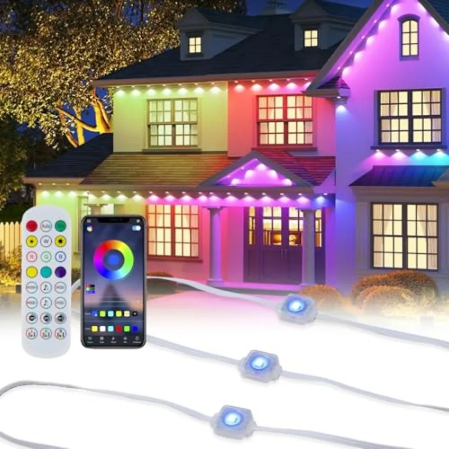 Permanent Outdoor Lights for House 50ft Waterproof RGB Eave Light IP67 String Lights with 30 LED App Remote RGB Under Eave Ligh
Permanent Outdoor Lights for House 50ft Waterproof RGB Eave Light IP67 String Lights with 30 LED App Remote RGB Under Eave Ligh