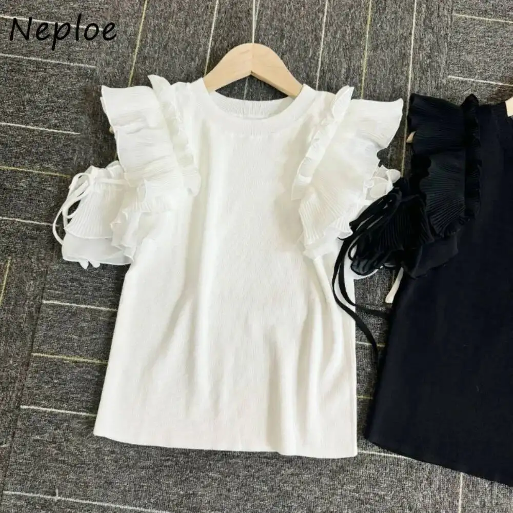 Милый универсальный пуловер с круглым вырезом и рукавами-лепестками, вязаный джемпер с открытыми плечами и шнуровкой, новые японские повседневные свежие свитера
Милый универсальный пуловер с круглым вырезом и рукавами-лепестками, вязаный джемпер с открытыми плечами и шнуровкой, новые японские повседневные свежие свитера