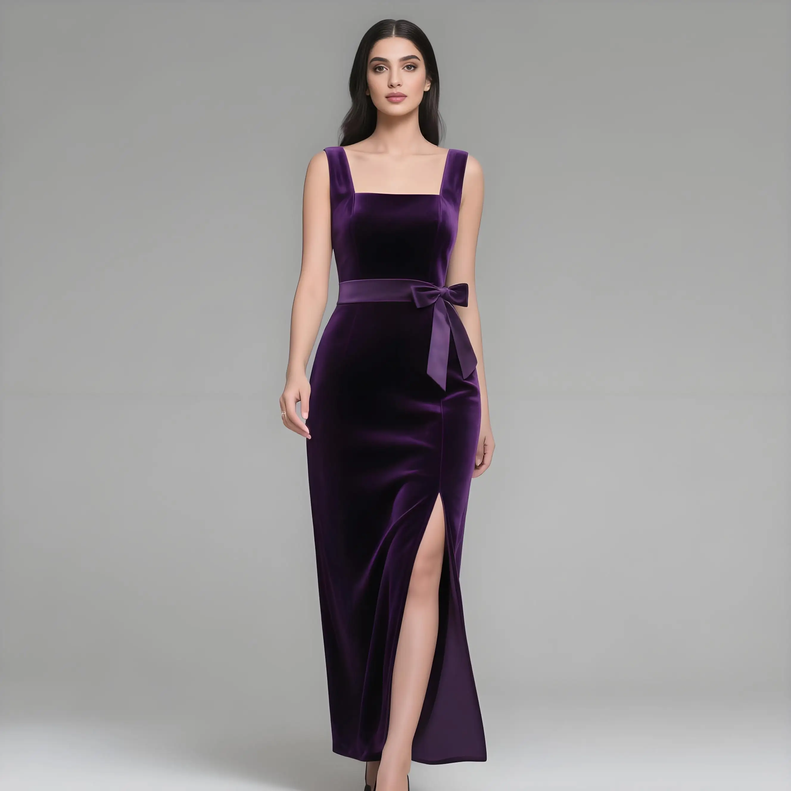 Beshinel Customized Purple Velvet Square Neck Prom Gowns 2025 Split Sleeveless Spaghetti Strap Evening Dresses Robes De Soirée
Beshinel Customized Purple Velvet Square Neck Prom Gowns 2025 Split Sleeveless Spaghetti Strap Evening Dresses Robes De Soirée