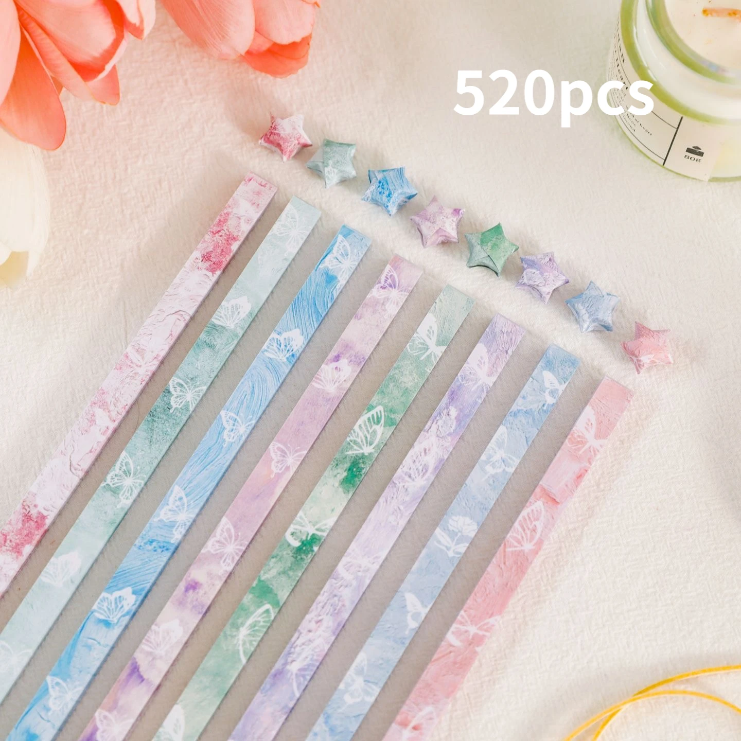 520 new lucky star colored butterfly star folding notes, creative wishing pentagram handmade star paper, 8 different patterns
520 new lucky star colored butterfly star folding notes, creative wishing pentagram handmade star paper, 8 different patterns