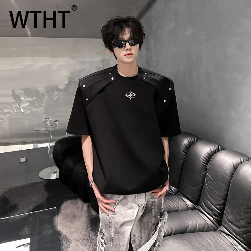 WTHT Fashion Men‘s Solid Color Metal Patchwork Shoulder Pads Casual T-shirts O-neck Long Sleeves Loose Tops Male Summer 2A0355
WTHT Fashion Men‘s Solid Color Metal Patchwork Shoulder Pads Casual T-shirts O-neck Long Sleeves Loose Tops Male Summer 2A0355