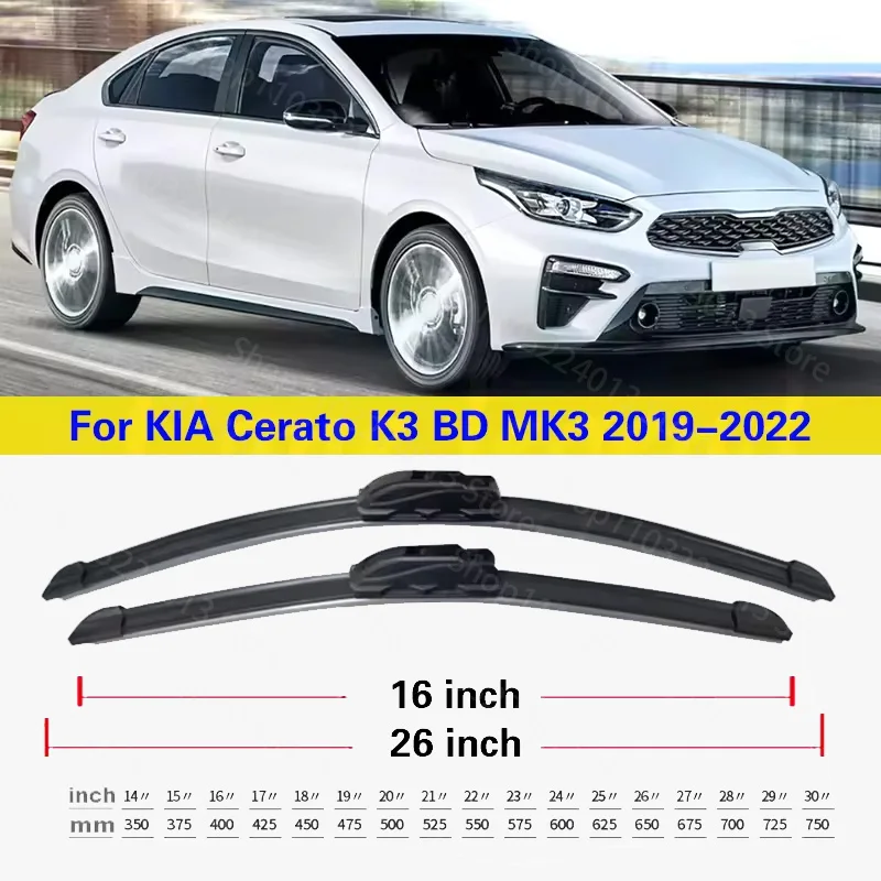 For Kia Cerato K3 BD MK3 2019 2020 2021 2022 Sedan Front Wiper Blade Rubber Car Windshield Windscreen Car Accessories 26"+16"
For Kia Cerato K3 BD MK3 2019 2020 2021 2022 Sedan Front Wiper Blade Rubber Car Windshield Windscreen Car Accessories 26"+16"