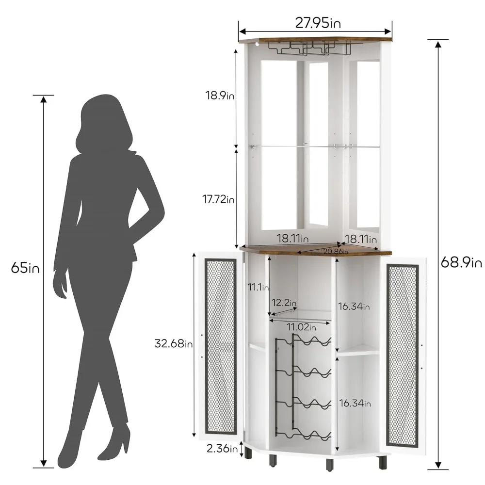 68.9“ Tall Corner Bar Cabinet, Wine Bar with LED Light and Mirror, Farmhouse Liquor Cabinet with Adjustable Shelf &, Customized
68.9“ Tall Corner Bar Cabinet, Wine Bar with LED Light and Mirror, Farmhouse Liquor Cabinet with Adjustable Shelf &, Customized