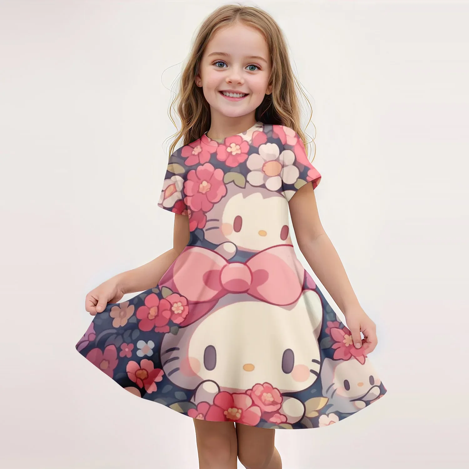 MINISO New Summer Girls Dress Fashion Cartoon Cute Cinnamoroll &Hello Kitty 3D Printing Dress Kid Short Sleeve Princess Clothing
MINISO New Summer Girls Dress Fashion Cartoon Cute Cinnamoroll &Hello Kitty 3D Printing Dress Kid Short Sleeve Princess Clothing