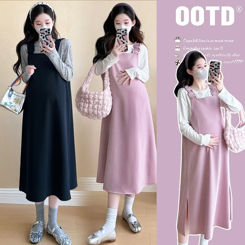 Maternity Suit Autumn New Korean Style Gentle Cute Loose Soft Crew Neck Polka Dot Base Top And Suspender Dress Two Piece Set
Maternity Suit Autumn New Korean Style Gentle Cute Loose Soft Crew Neck Polka Dot Base Top And Suspender Dress Two Piece Set