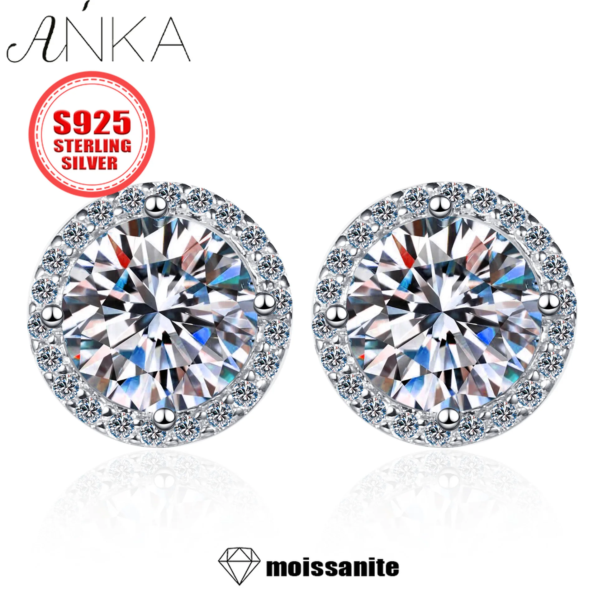 925 Silver earrings 4 Prong Halo Setting Sparkling 1 Carat Moissanite Stud Earrings Perfect Gift Jewelry earrings for women
925 Silver earrings 4 Prong Halo Setting Sparkling 1 Carat Moissanite Stud Earrings Perfect Gift Jewelry earrings for women