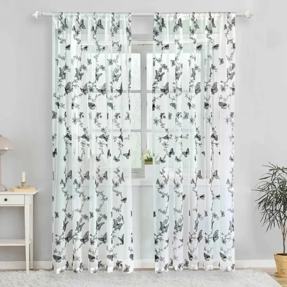 Black Butterfly Tulle Vintage Voile Sheer Drape Farmhouse Window Decor Light Filtering Curtains for Bedroom Living Room
Black Butterfly Tulle Vintage Voile Sheer Drape Farmhouse Window Decor Light Filtering Curtains for Bedroom Living Room