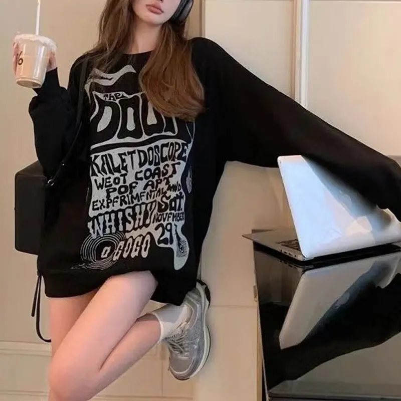 Vintage American Letter Loose Hoodies Women's Clothing Long Sleeve Spring Autumn Casual Round Neck Fashion Printed Sweatshirts
Vintage American Letter Loose Hoodies Women's Clothing Long Sleeve Spring Autumn Casual Round Neck Fashion Printed Sweatshirts
