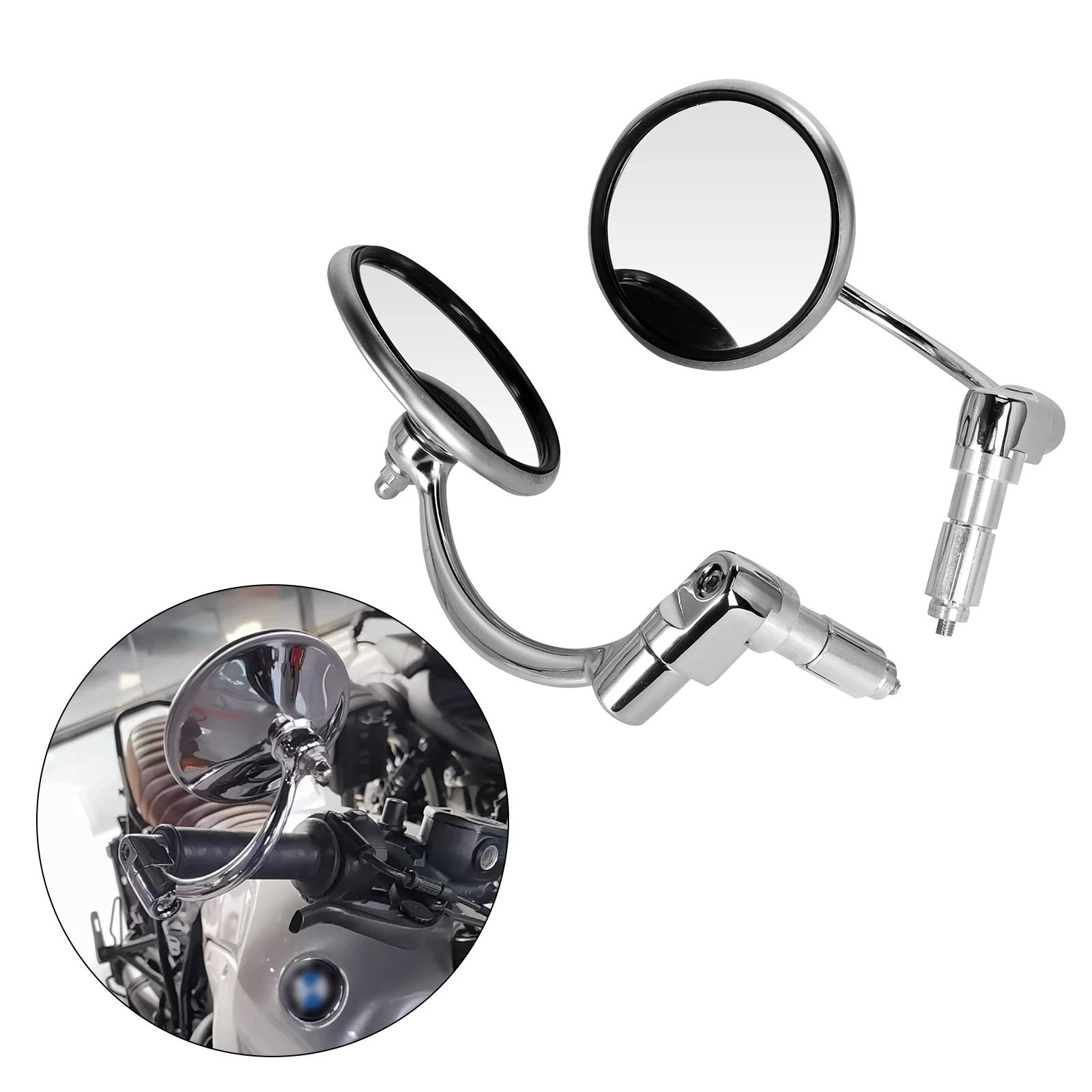 Universal Round Motorcycle 7/8" Handlebar End Rearview Mirrors Chrome for Cafe Racer Scooters Offroad Bikes
Universal Round Motorcycle 7/8" Handlebar End Rearview Mirrors Chrome for Cafe Racer Scooters Offroad Bikes