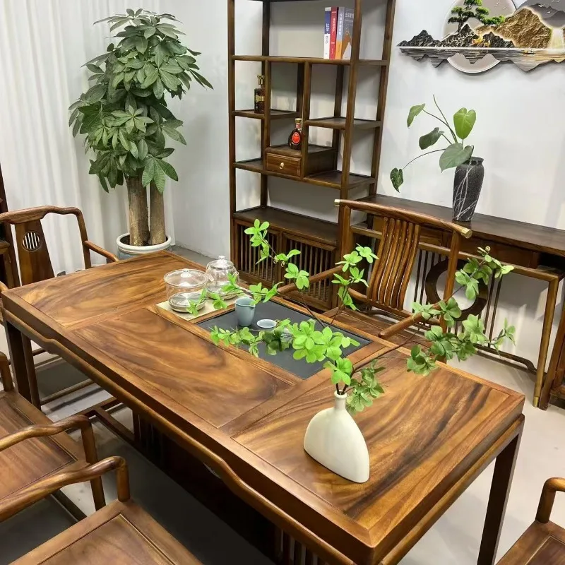 solid wood tea table and chair six-piece set walnut large board tea table,with tray tea table
solid wood tea table and chair six-piece set walnut large board tea table,with tray tea table