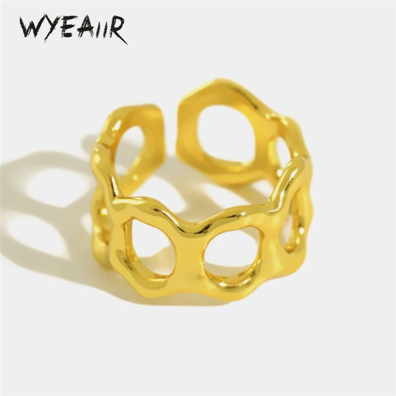 WYEAIIR из стерлингового серебра 925 пробы с полой геометрией, ювелирные изделия, женское кольцо с открытием изменяемого размера
WYEAIIR из стерлингового серебра 925 пробы с полой геометрией, ювелирные изделия, женское кольцо с открытием изменяемого размера