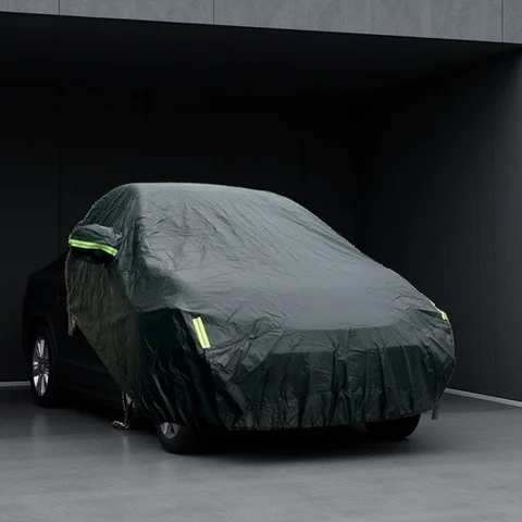 Universal SUV/Sedan Full Car Covers Outdoor Waterproof Sun Rain Snow Protection UV Car Zipper Design Black Car Case Cover S-XXL