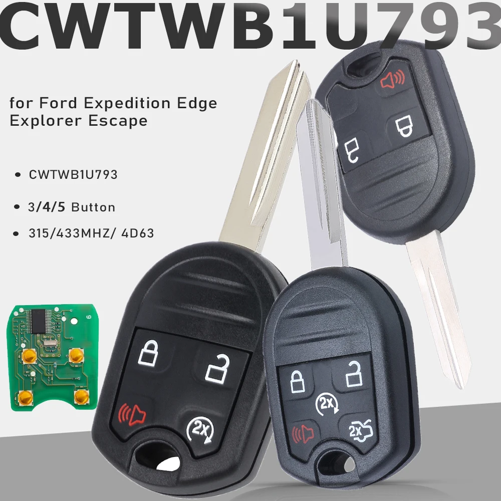 KEYECU CWTWB1U793 передатчик дистанционного управления 3/4/5 кнопок 315 МГц/433 МГц 4D63 80 бит для Ford Expedition Edge Explorer Escape
KEYECU CWTWB1U793 передатчик дистанционного управления 3/4/5 кнопок 315 МГц/433 МГц 4D63 80 бит для Ford Expedition Edge Explorer Escape