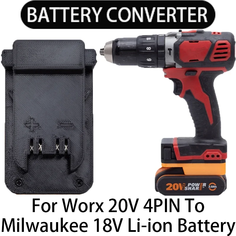 Battery Adapter/Converter for Milwaukee 18V Li-ion tools to Worx 20V 4PIN Li-ion Battery Adapter Power Tool Accessories
Battery Adapter/Converter for Milwaukee 18V Li-ion tools to Worx 20V 4PIN Li-ion Battery Adapter Power Tool Accessories