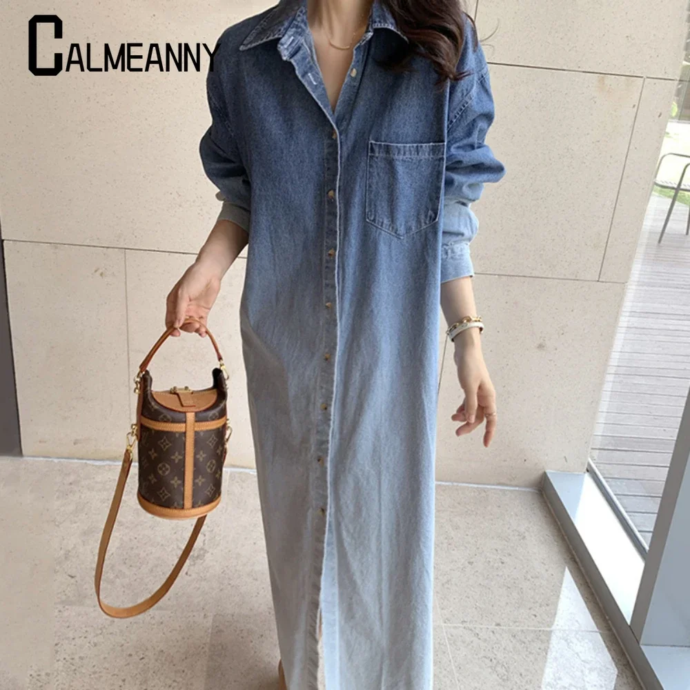 2025 Streetwear Japan Style Harajuku Chic Button Up Long Denim Dress Women Autumn Winter Fashion Casual Lady Jean Dresses
2025 Streetwear Japan Style Harajuku Chic Button Up Long Denim Dress Women Autumn Winter Fashion Casual Lady Jean Dresses
