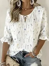 Women's Shirt Blouse Drawstring Tie Front Print Floral Graphic Vintage Daily Stylish Half Sleeve Crew Neck Long Tops Casual Dail
Women's Shirt Blouse Drawstring Tie Front Print Floral Graphic Vintage Daily Stylish Half Sleeve Crew Neck Long Tops Casual Dail