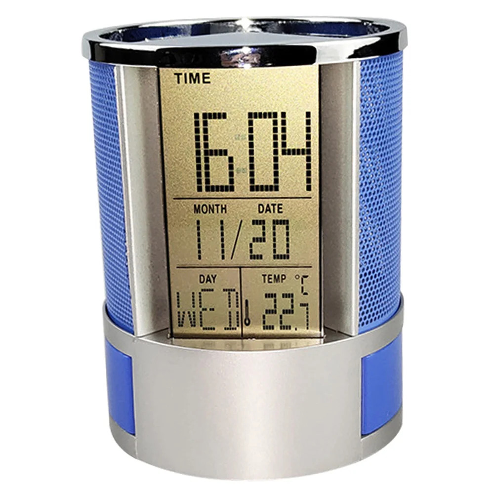 Perpetual Calendar Pen Holder Multifunction Desktop Organizer with LCD Clock Display Pen Container for Office Home Time Date
Perpetual Calendar Pen Holder Multifunction Desktop Organizer with LCD Clock Display Pen Container for Office Home Time Date