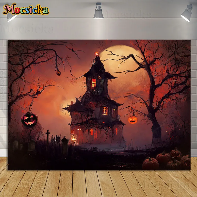 Halloween Town Spooky Castle Photography Backdrop Sunset Tombstone Pumpkin Party Decor Banner Child Portrait Photo Background
Halloween Town Spooky Castle Photography Backdrop Sunset Tombstone Pumpkin Party Decor Banner Child Portrait Photo Background