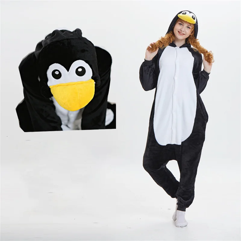Kigurumi One-piece Pajamas Cartoon Animal Penguin Couple Halloween Cosplay Costume Warm Sleepwear Hooded Long Sleeve Jumpsuit
Kigurumi One-piece Pajamas Cartoon Animal Penguin Couple Halloween Cosplay Costume Warm Sleepwear Hooded Long Sleeve Jumpsuit