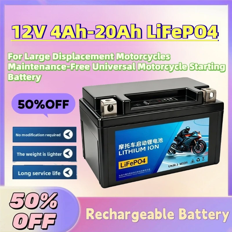 New 12V 4Ah-20Ah LiFePO4 Battery Packs for Large Displacement Motorcycles Maintenance-Free Universal Motorcycle Starting Battery
New 12V 4Ah-20Ah LiFePO4 Battery Packs for Large Displacement Motorcycles Maintenance-Free Universal Motorcycle Starting Battery