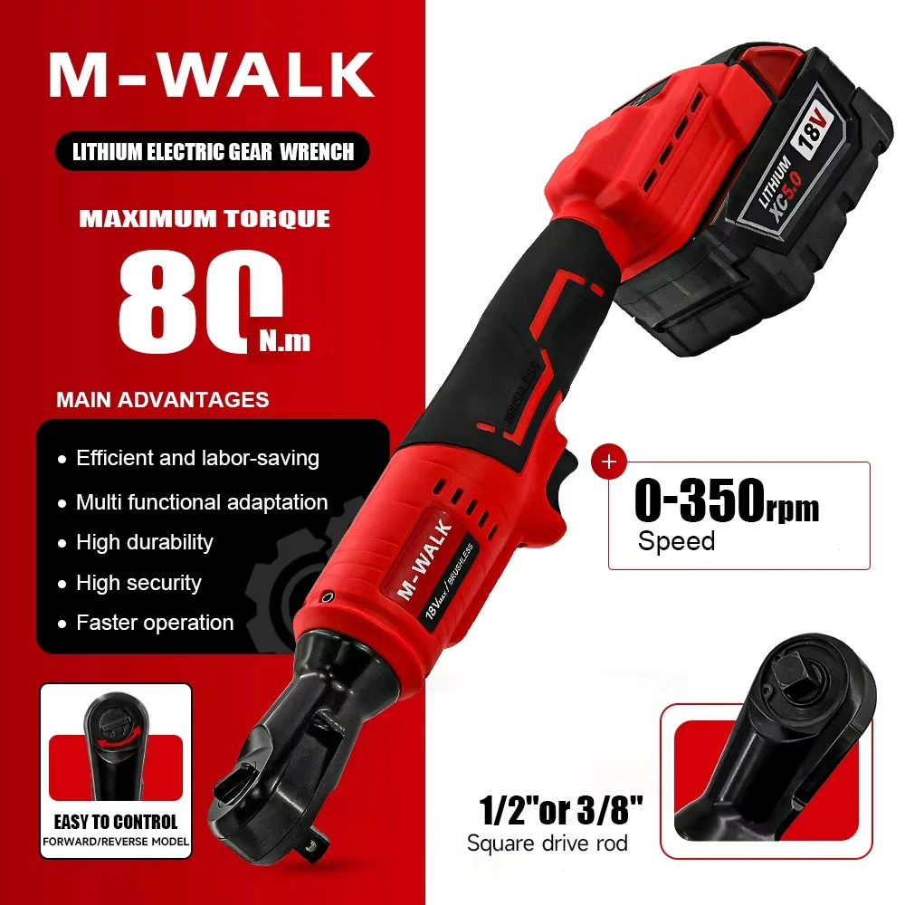 Electric Ratchet Wrench 3/8'' Brushless Cordless Rechargeable Driver Removal Screw Nut Power Tools For M 18V Battery Pin
Electric Ratchet Wrench 3/8'' Brushless Cordless Rechargeable Driver Removal Screw Nut Power Tools For M 18V Battery Pin