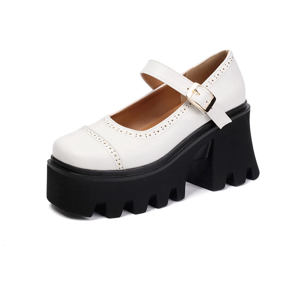Women Platform Mary Jane Shoes Brogue Perforated Buckle Strap Chunky High Heel Pumps Plus Size 34-43 Black White Red Brown 1857
Women Platform Mary Jane Shoes Brogue Perforated Buckle Strap Chunky High Heel Pumps Plus Size 34-43 Black White Red Brown 1857