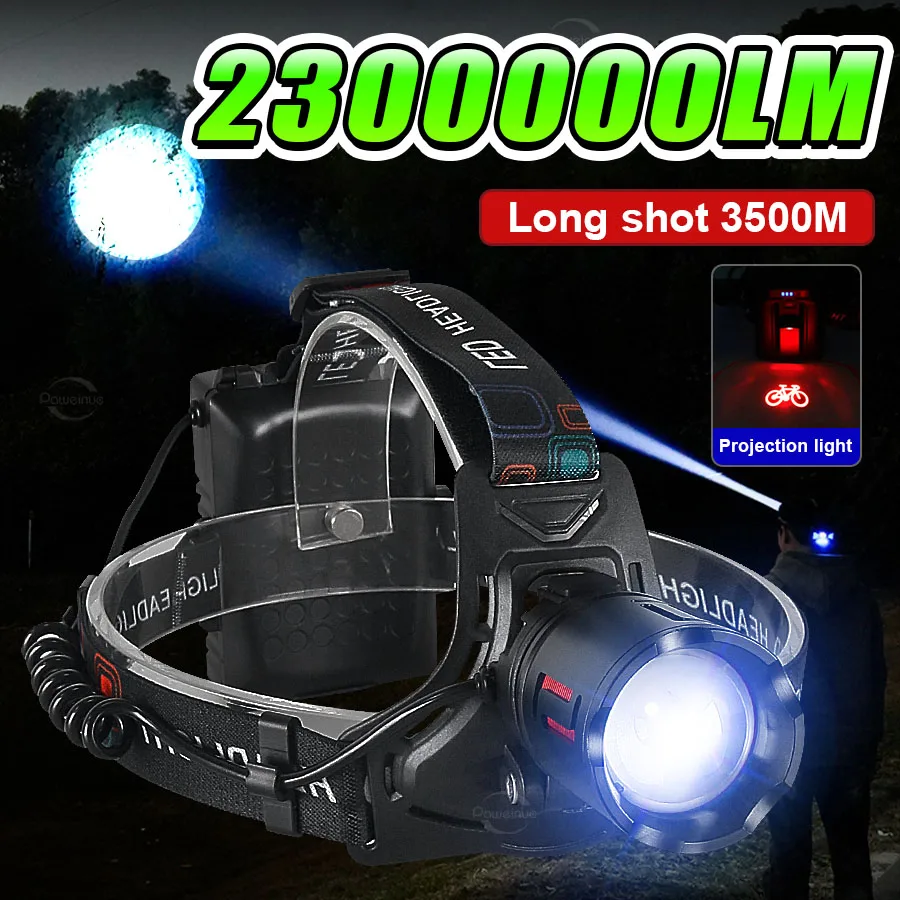 Светодиодный USB -зарядный фара 2300000LM Super яркий фары 18650 с Projector Light 3 моды на открытой рыбацкой лампе
Светодиодный USB -зарядный фара 2300000LM Super яркий фары 18650 с Projector Light 3 моды на открытой рыбацкой лампе
