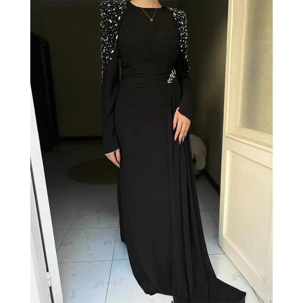 Customized Long Sleeves Evening Dresses O Neck Mermaid Prom Dresses Vestidos De Novia Floor Black Formal Length Party Dresses
Customized Long Sleeves Evening Dresses O Neck Mermaid Prom Dresses Vestidos De Novia Floor Black Formal Length Party Dresses