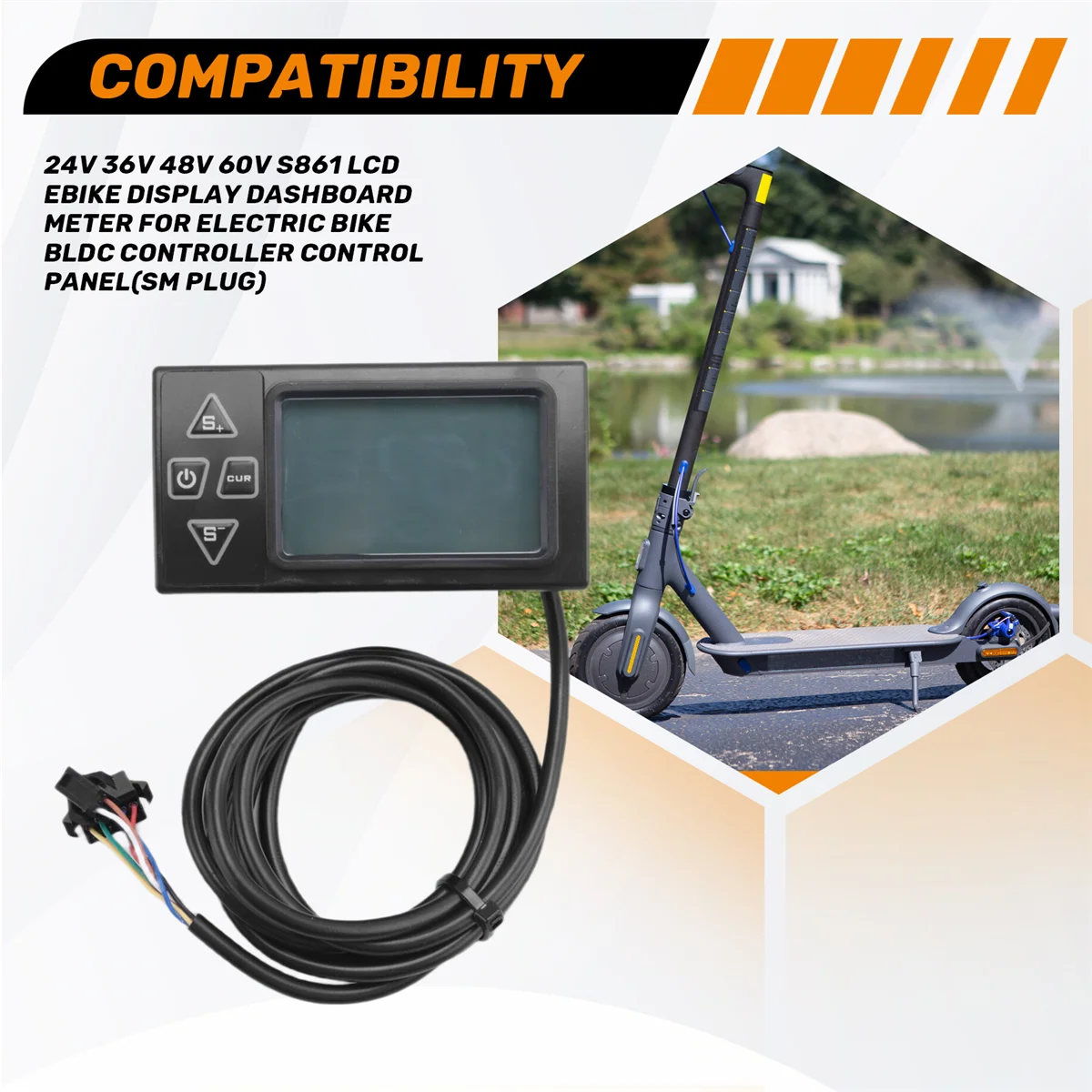 A94U 24V 36V 48V 60V S861 LCD Ebike Display Dashboard Meter for Electric Bike BLDC Controller Control Panel(SM Plug)
A94U 24V 36V 48V 60V S861 LCD Ebike Display Dashboard Meter for Electric Bike BLDC Controller Control Panel(SM Plug)