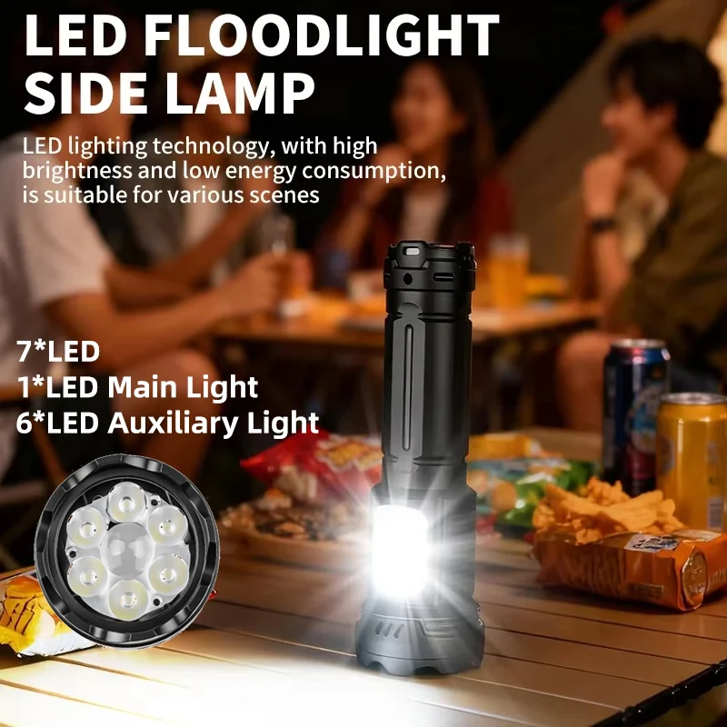 Rechargeable High Power LED With Side Lights Tactical Flashlight Built-in Battery Outdoor Camping Fishing Torch Lamp Lantern
Rechargeable High Power LED With Side Lights Tactical Flashlight Built-in Battery Outdoor Camping Fishing Torch Lamp Lantern