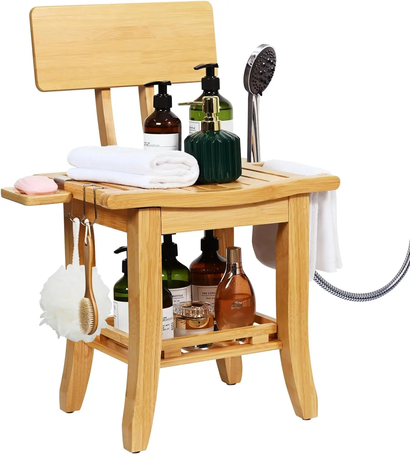 Bamboo Shower Chair with Storage Shelf, Soap Dish & Shower Head Holder, Waterproof, 450 lbs Capacity, for Seniors, Adults, Disabled, Pregnant
Bamboo Shower Chair with Storage Shelf, Soap Dish & Shower Head Holder, Waterproof, 450 lbs Capacity, for Seniors, Adults, Disabled, Pregnant