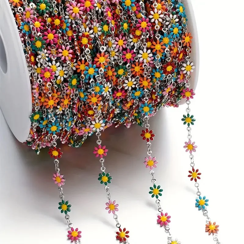 Colorfast Copper Daisy Chain, Double-Sided Enamel Mixed Color Link Chains for DIY Jewelry Making
Colorfast Copper Daisy Chain, Double-Sided Enamel Mixed Color Link Chains for DIY Jewelry Making