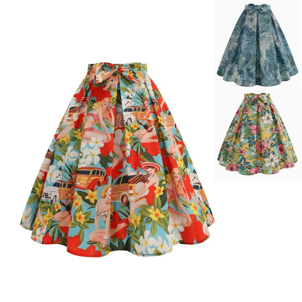 50s 60s Vintage Retro Floral Print Rockabilly Swing Skirts Women Summer High Waist Casual A-Line Pleated Midi Skirts
50s 60s Vintage Retro Floral Print Rockabilly Swing Skirts Women Summer High Waist Casual A-Line Pleated Midi Skirts