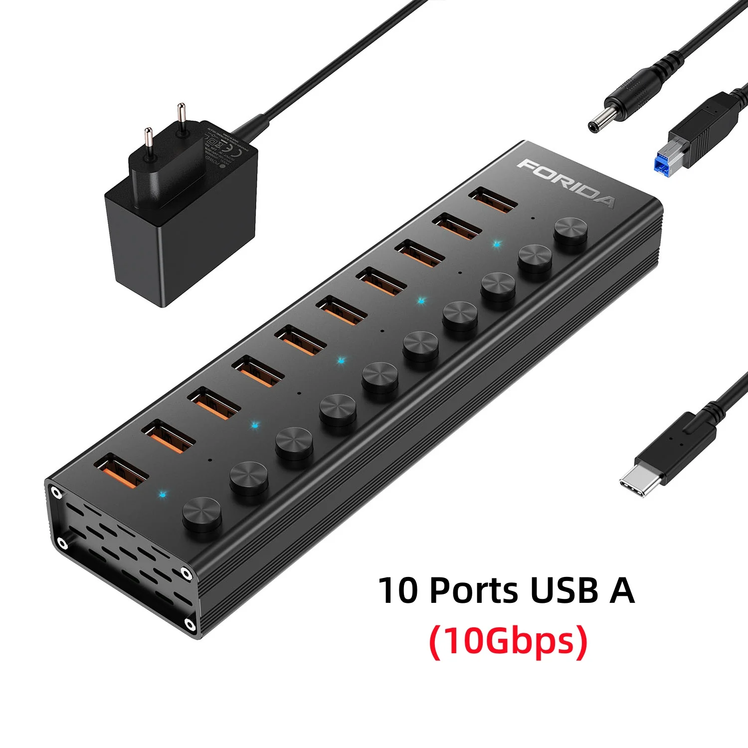 FORIDA 10 Ports USB A 3.2 10Gbps USB C Hub Docking Stations Splitter On/Off Switch Power Adapter for Desktop PC Laptop Macbook
FORIDA 10 Ports USB A 3.2 10Gbps USB C Hub Docking Stations Splitter On/Off Switch Power Adapter for Desktop PC Laptop Macbook